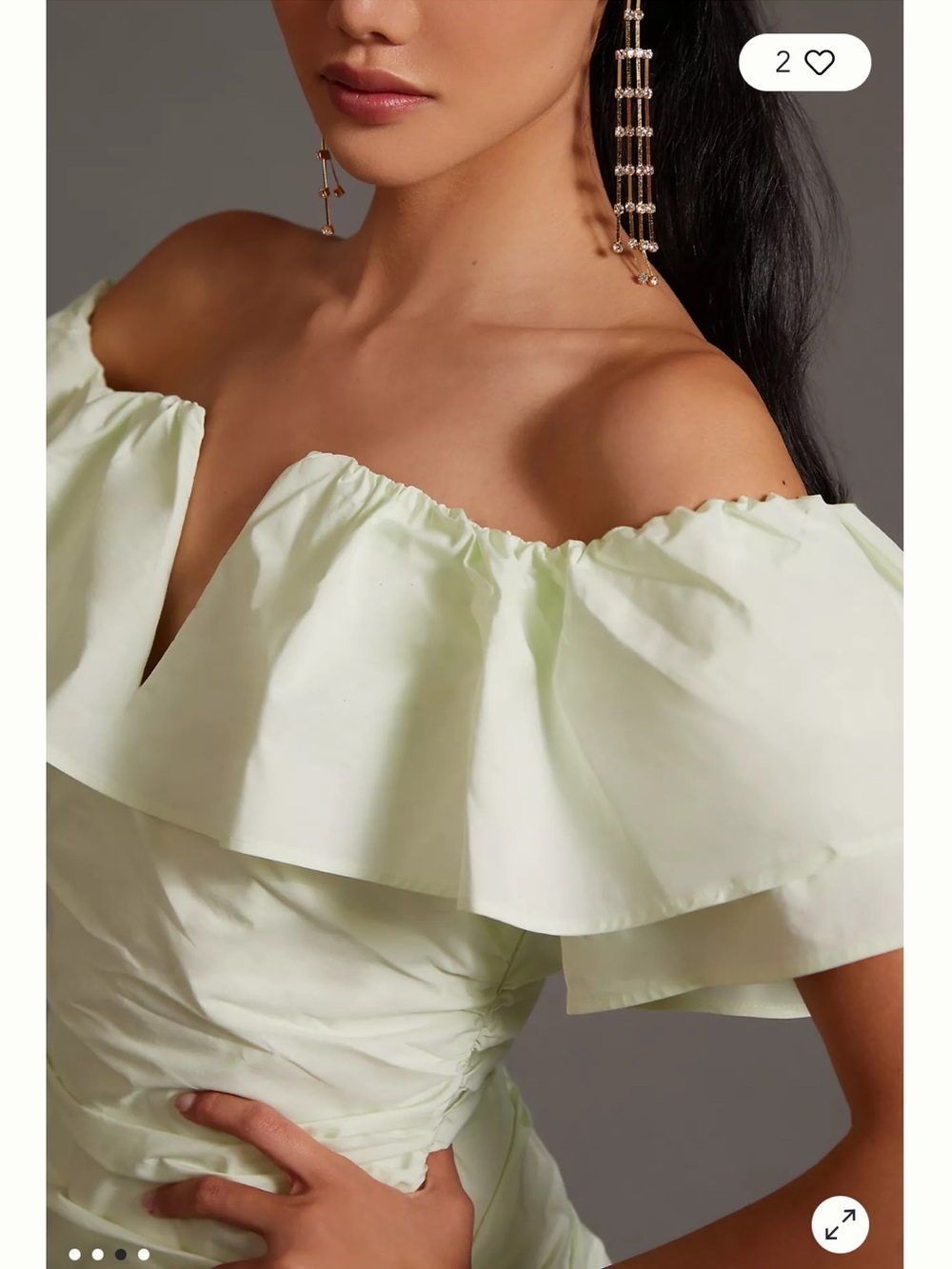 Anthropologie Maeve Ruched Off The Shoulder dress - Picture 3 of 13